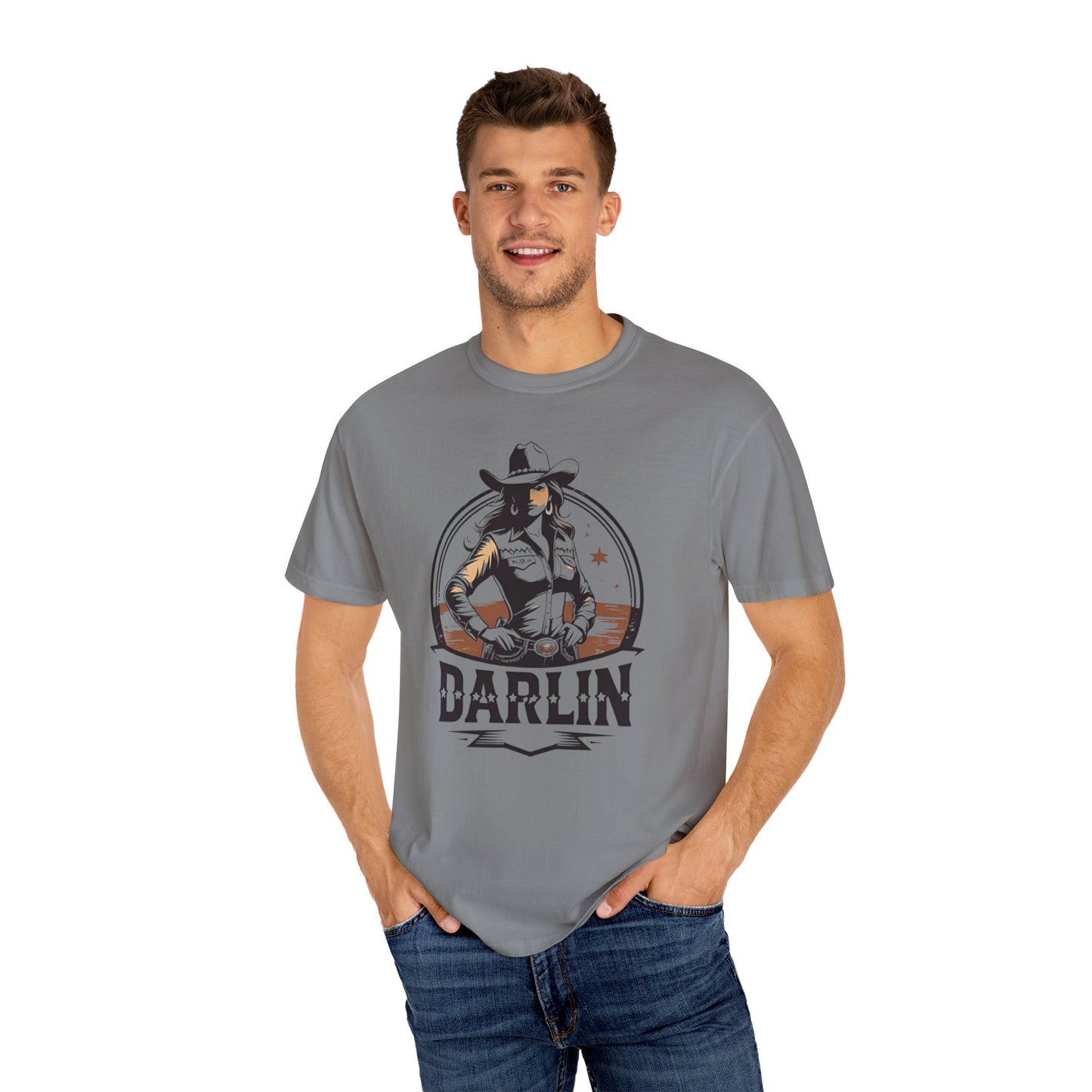 Darlin Rustic Horizon Cowgirl UNISEX T-Shirt|Festival Wear, Casual Outfit, Gift for Nature Lovers, Vintage Style Tee, Summer Essential