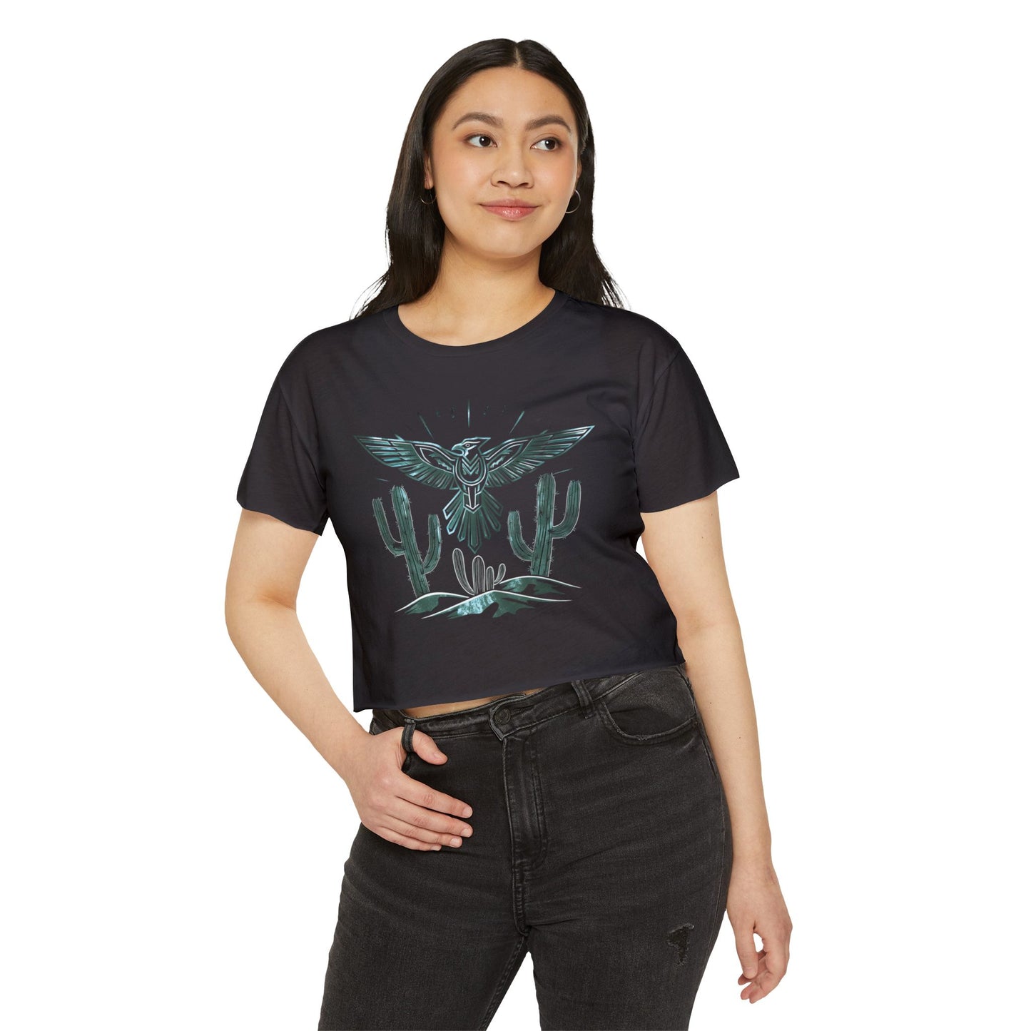 Thunderbird Women's Festival Crop Top - Boho Chic Graphic Tee for Music & Art Lovers