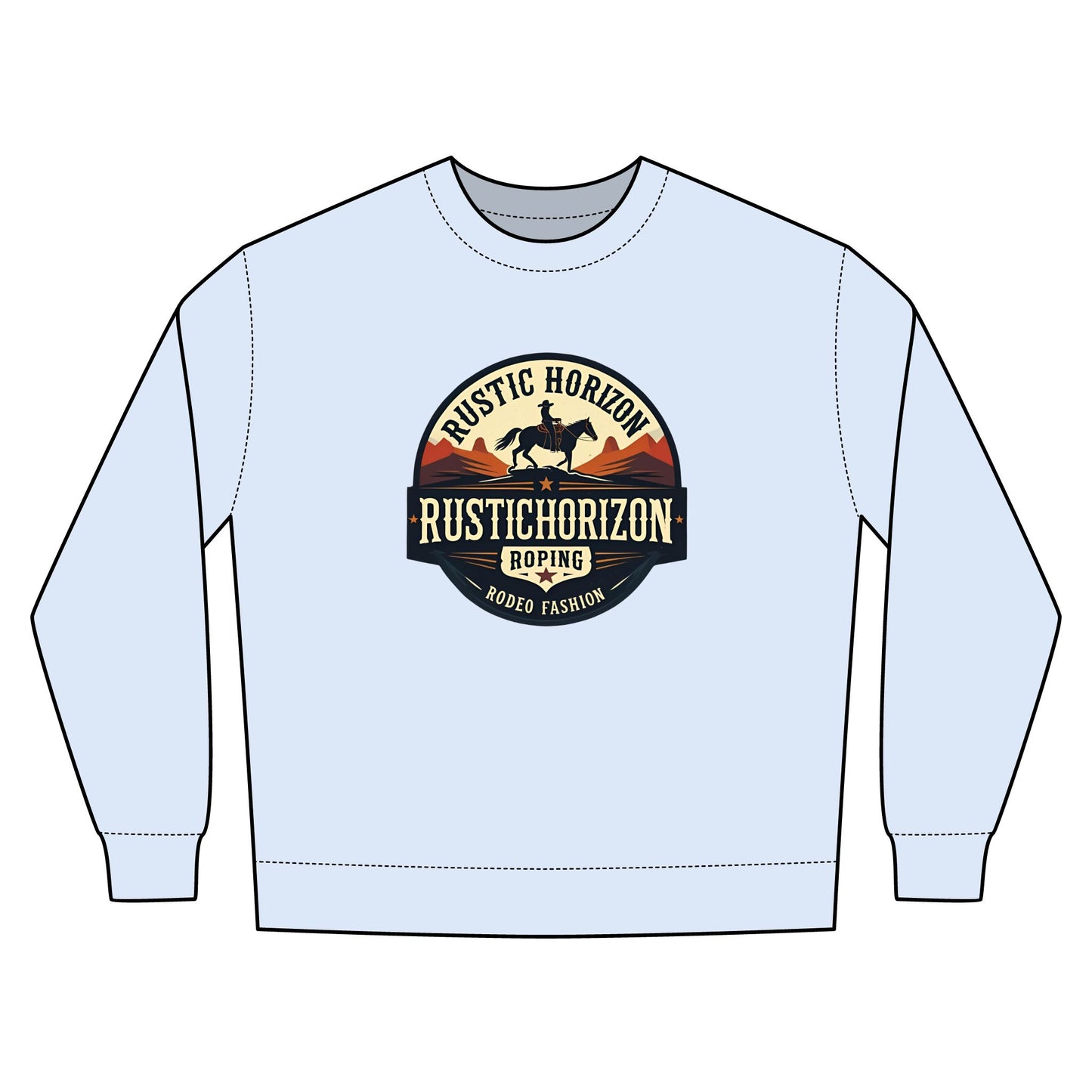 Rustic Horizon Rodeo Sweatshirt, Unisex Casual Crewneck, Western Style Pullover, Perfect for Fall, Gift for Rodeo Fans
