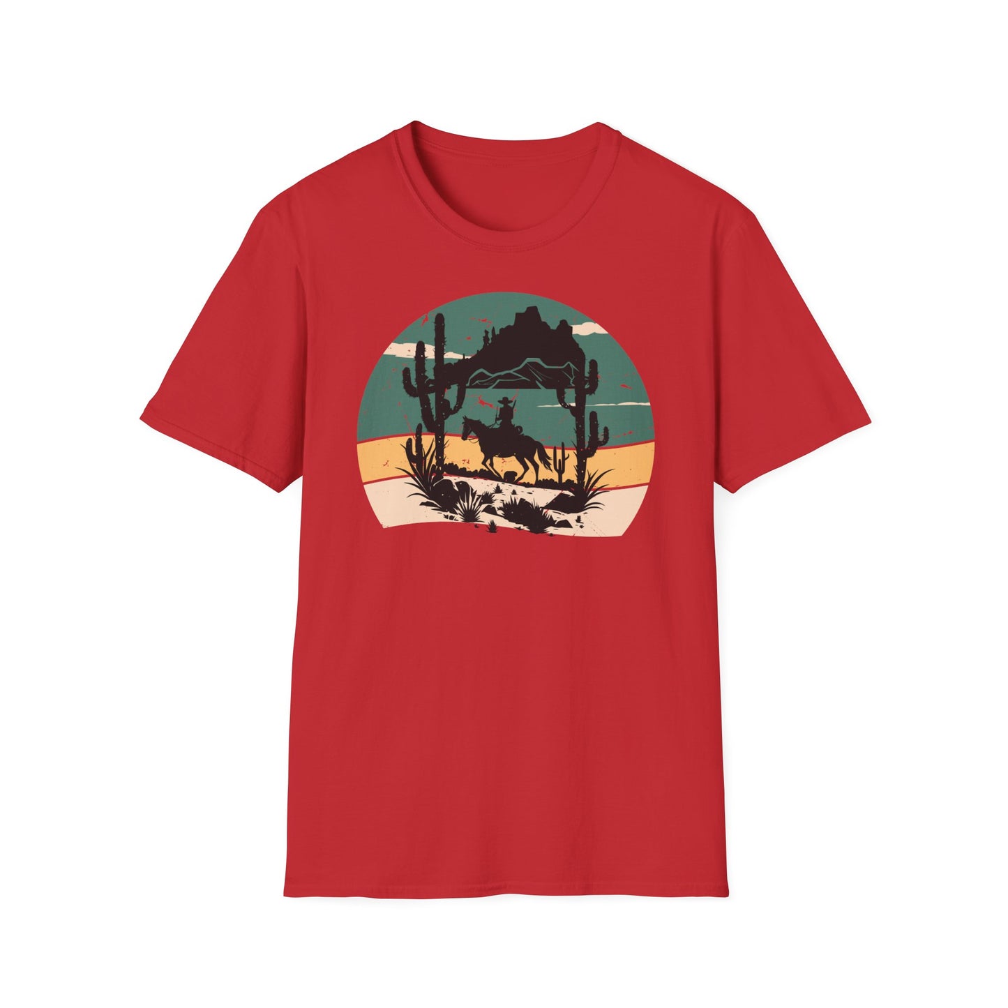 Sunset Cowboy in mountain Unisex Softstyle T-Shirt