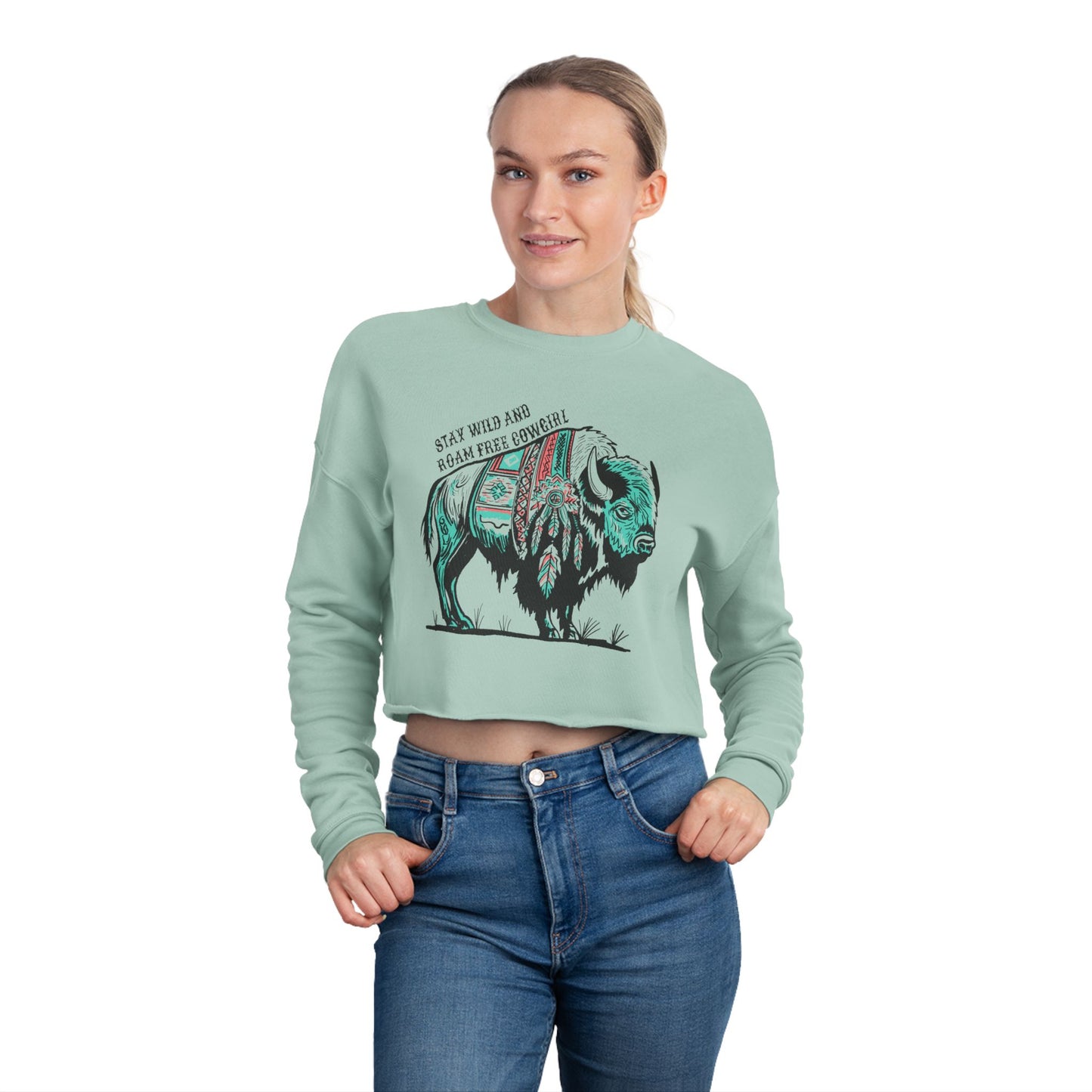 BISON COWGIRL Women's Cropped Sweatshirt