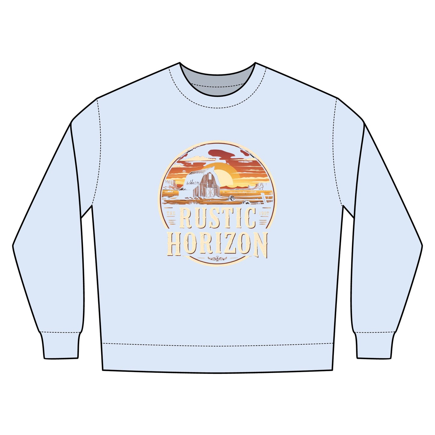 Rustic Horizon Rodeo Sweatshirt, Unisex Casual Crewneck, Western Style Pullover, Perfect for Fall, Gift for Rodeo Fans