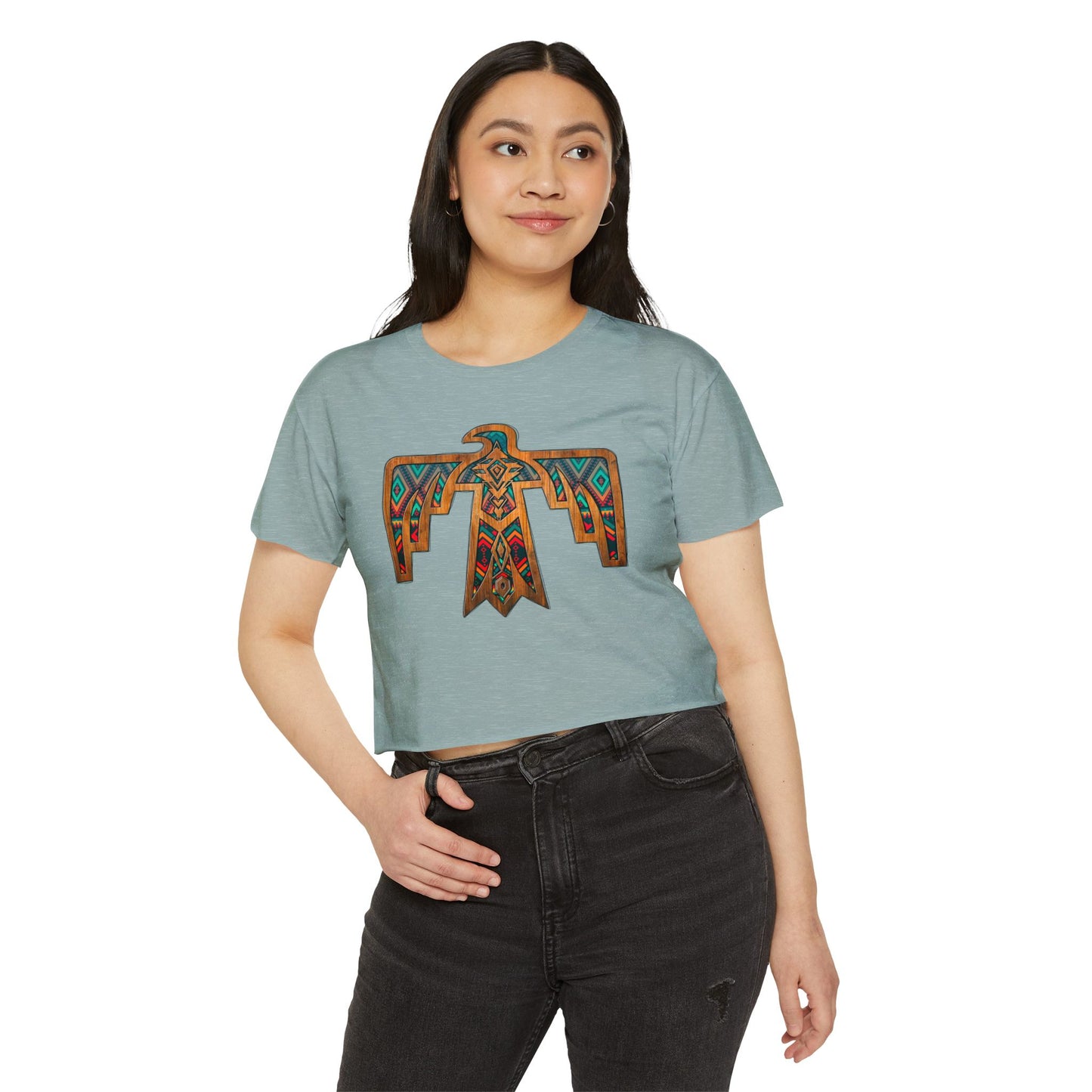 Thunderbird Western Women's Festival Crop Top - Boho Chic Graphic Tee for Music & Art Lovers