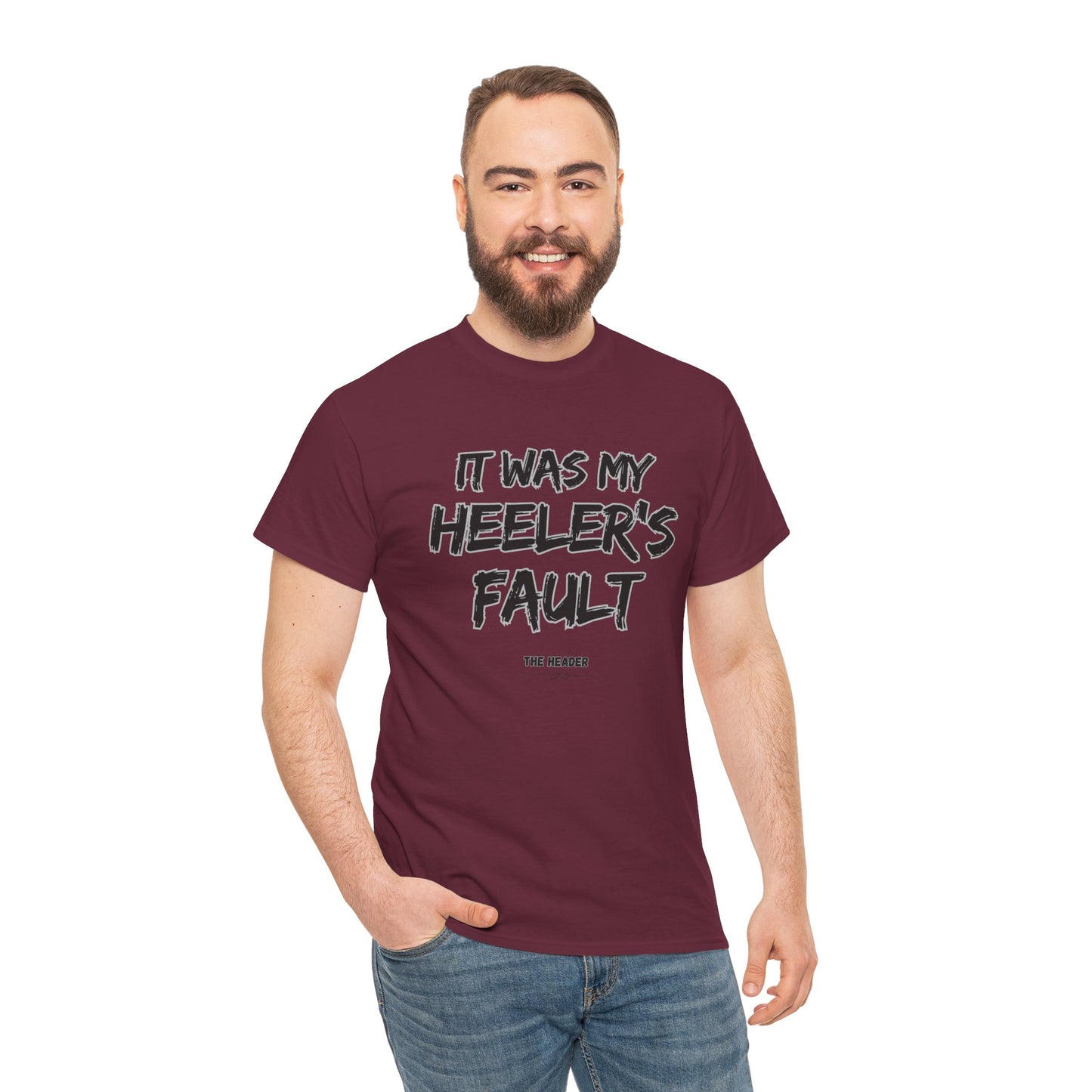 HEELER'S FAULT TEAM ROPING PARTNER RODEO Unisex Heavy Cotton Tee