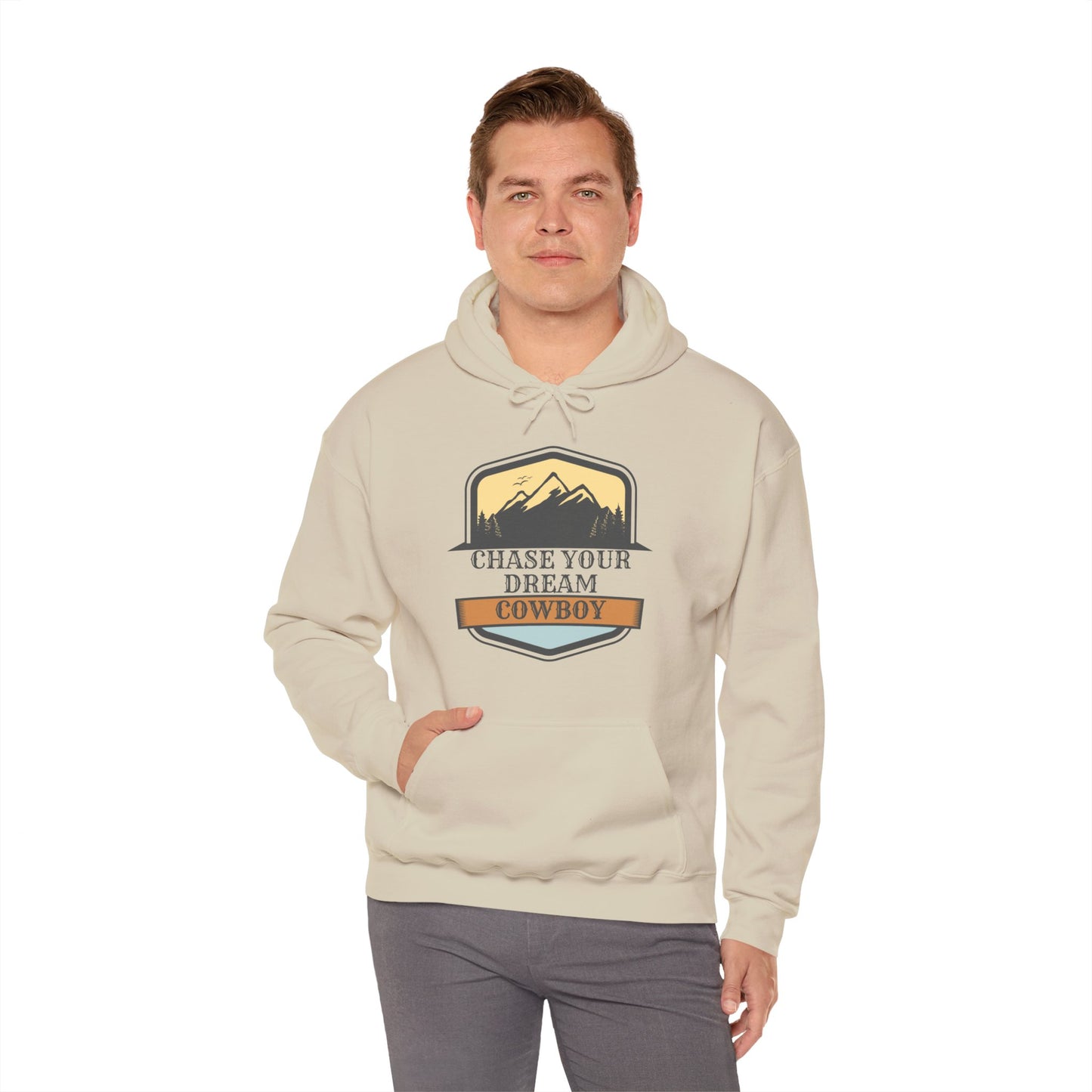 CHASE YOUR DREAM COWBOW MOUNTAIN Unisex Heavy Blend™ Hooded Sweatshirt