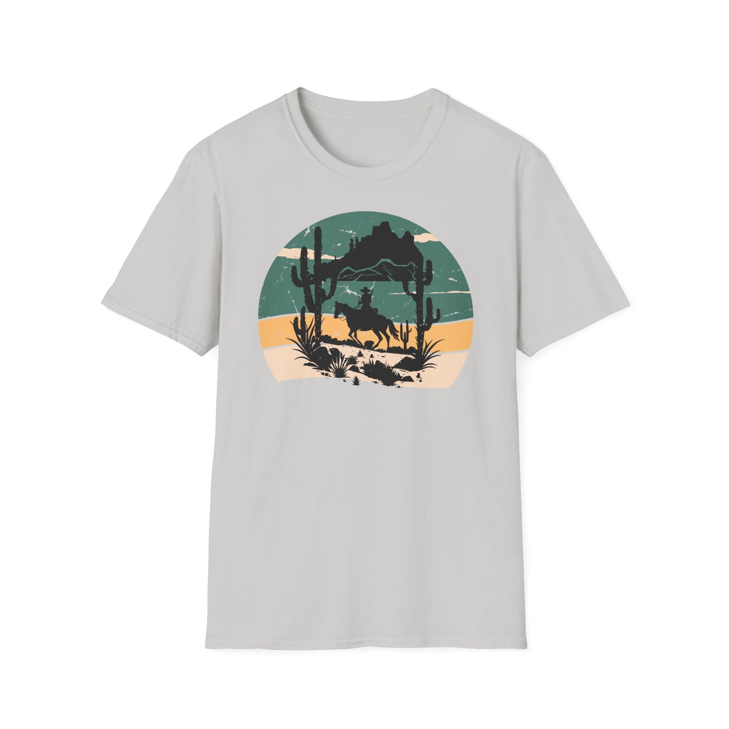 Sunset Cowboy in mountain Unisex Softstyle T-Shirt