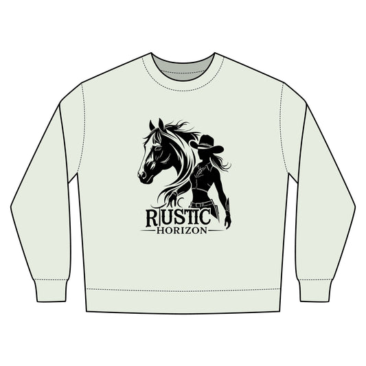 Cowgirl Unisex Rustic Horizon Rodeo Sweatshirt, Unisex Casual Crewneck, Western Style Pullover, Perfect for Fall, Gift for Rodeo Fans