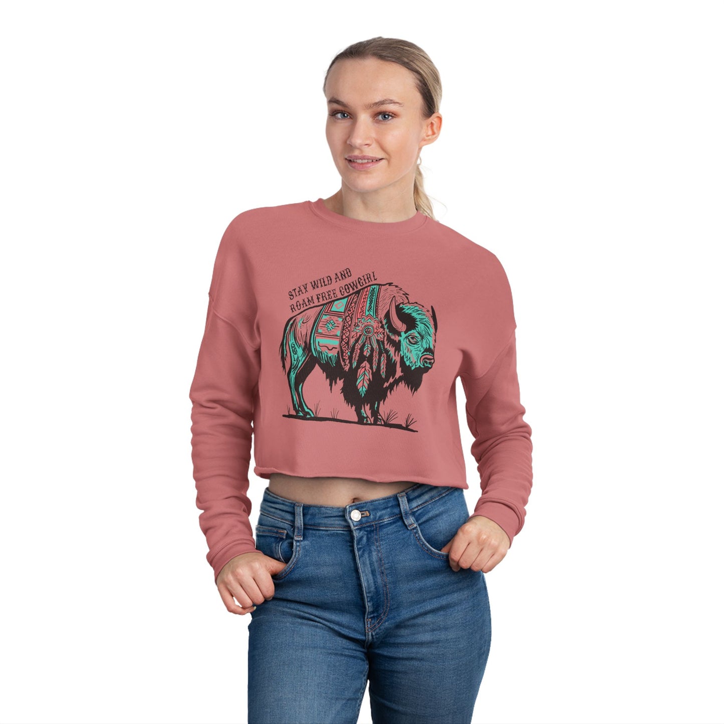 BISON COWGIRL Women's Cropped Sweatshirt