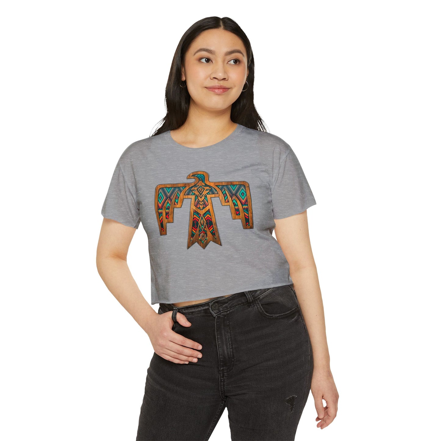 Thunderbird Western Women's Festival Crop Top - Boho Chic Graphic Tee for Music & Art Lovers