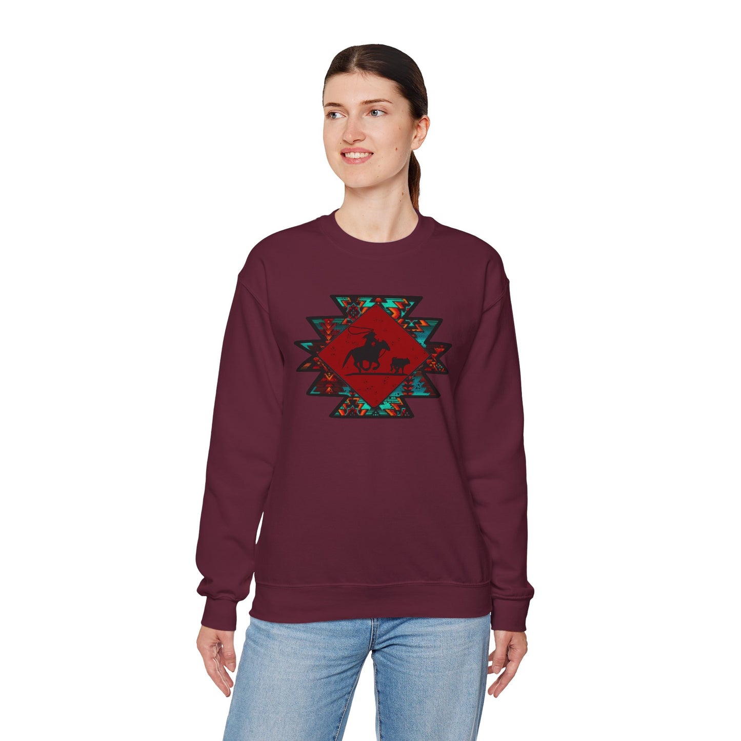 BREAKAWAY ROPING AZTEC UNISEX Heavy Blend™ Crewneck Sweatshirt