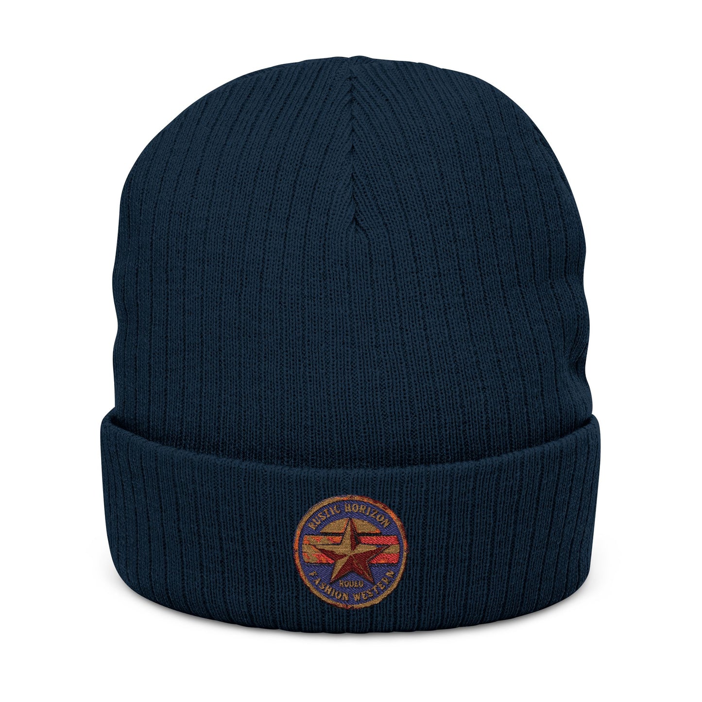 Rustic Horizon Logo Cozy Embroidered Knit Beanie, Winter Accessories, Warm Hat, Gift for Him/Her, Casual Fashion for All Seasons, Embroidered Beanie