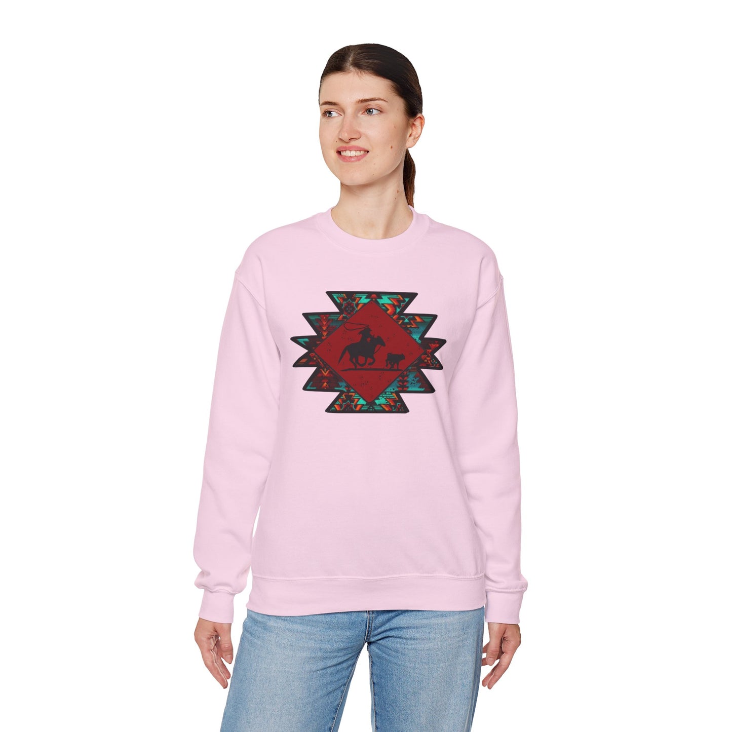BREAKAWAY ROPING AZTEC UNISEX Heavy Blend™ Crewneck Sweatshirt
