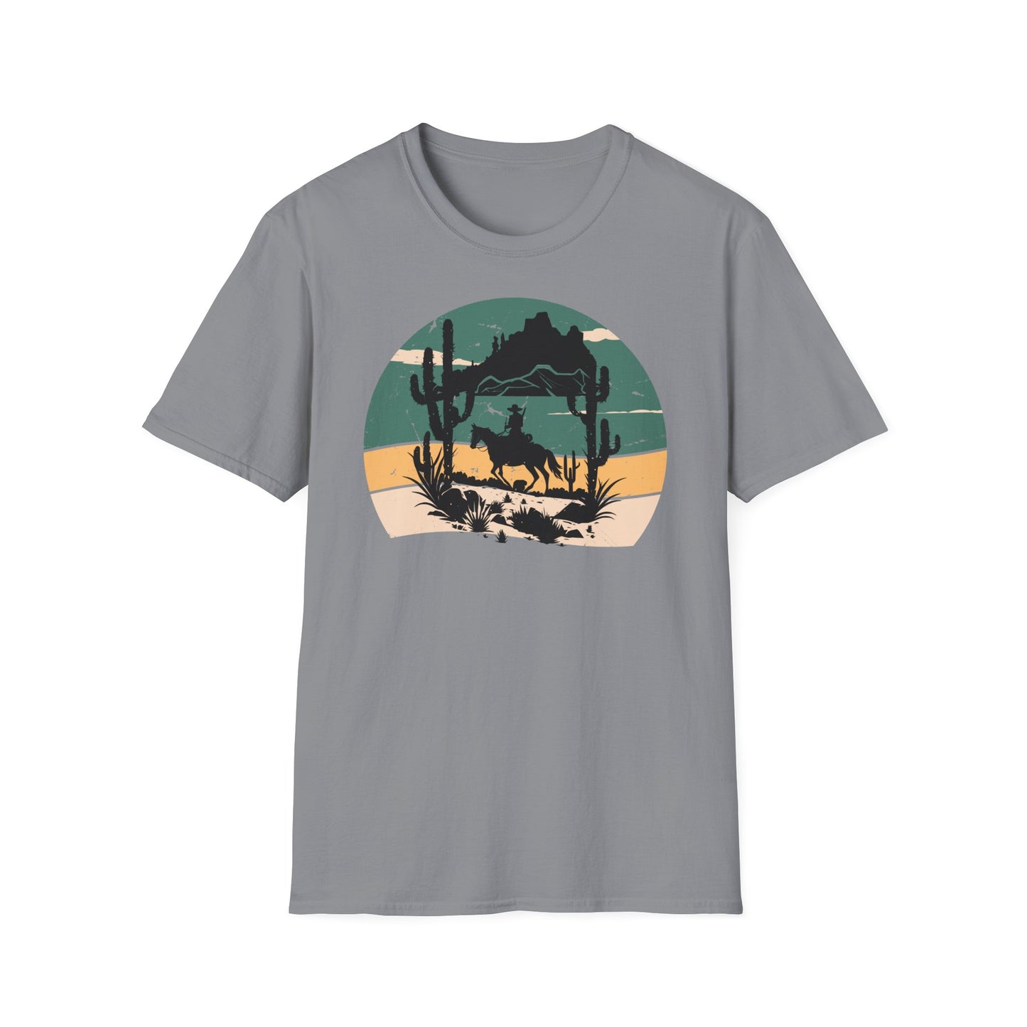 Sunset Cowboy in mountain Unisex Softstyle T-Shirt