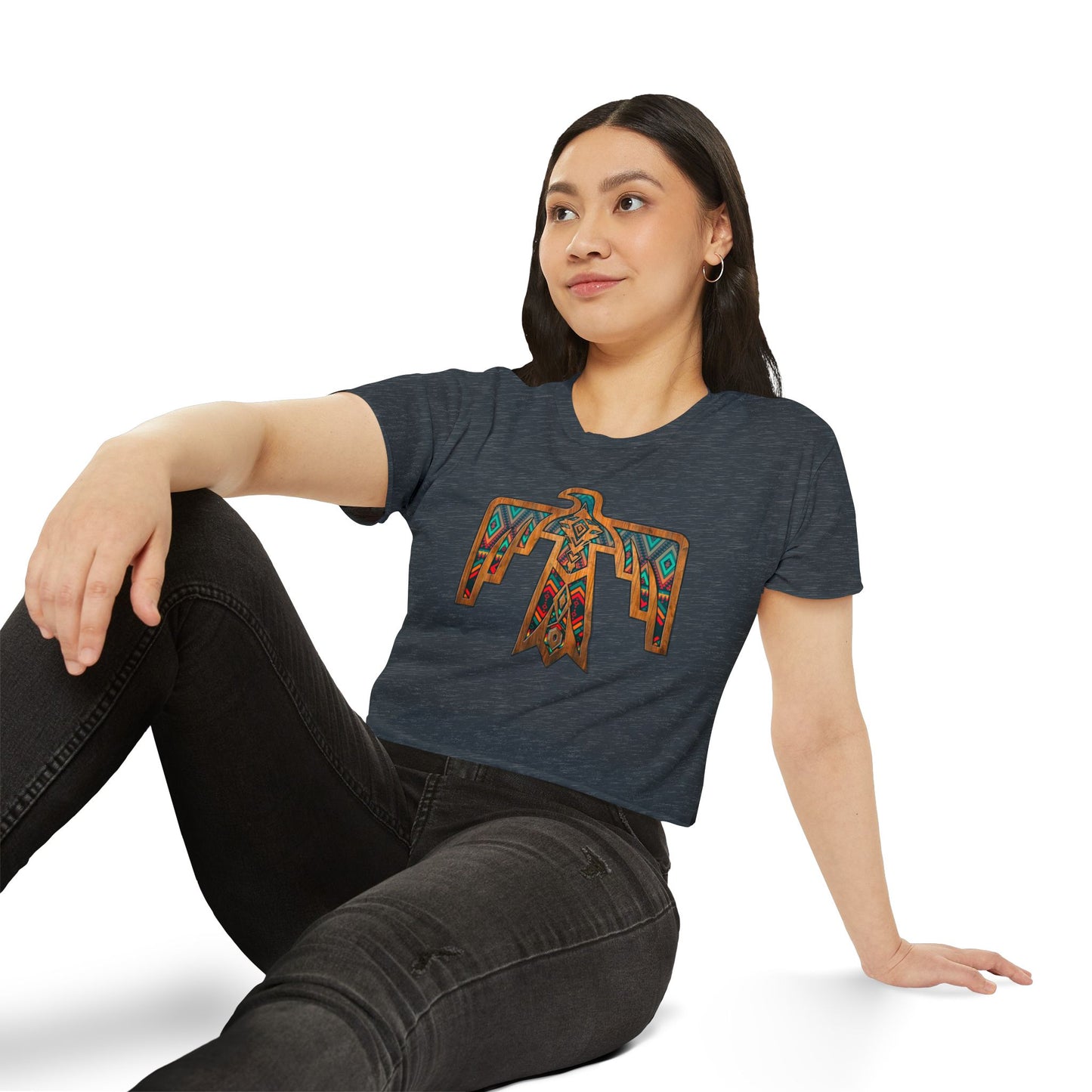 Thunderbird Western Women's Festival Crop Top - Boho Chic Graphic Tee for Music & Art Lovers