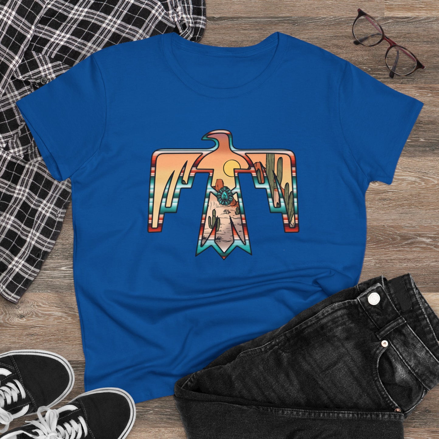 Women's Tee - Cowgirl Thunderbird Eagle Western Fashion Print