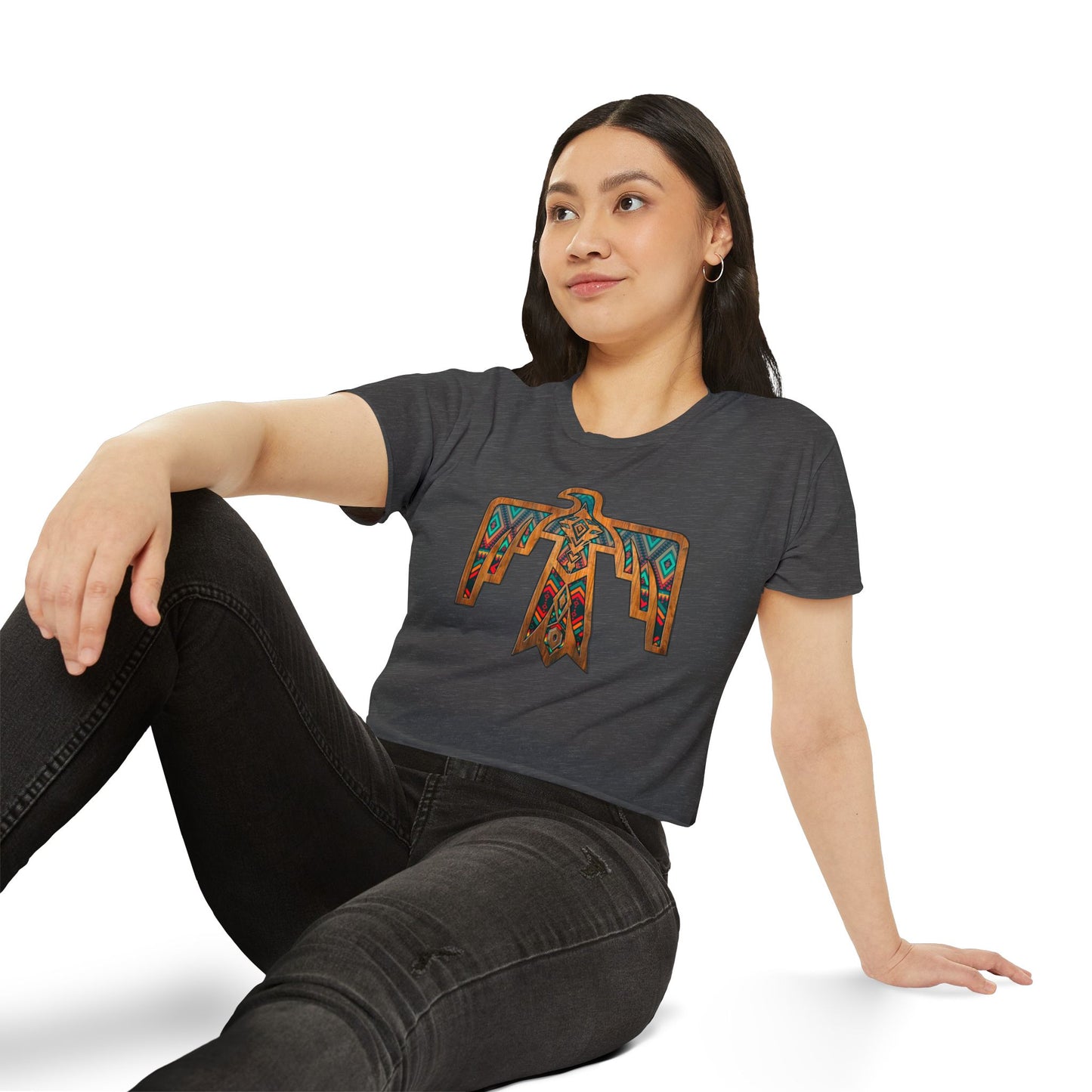 Thunderbird Western Women's Festival Crop Top - Boho Chic Graphic Tee for Music & Art Lovers