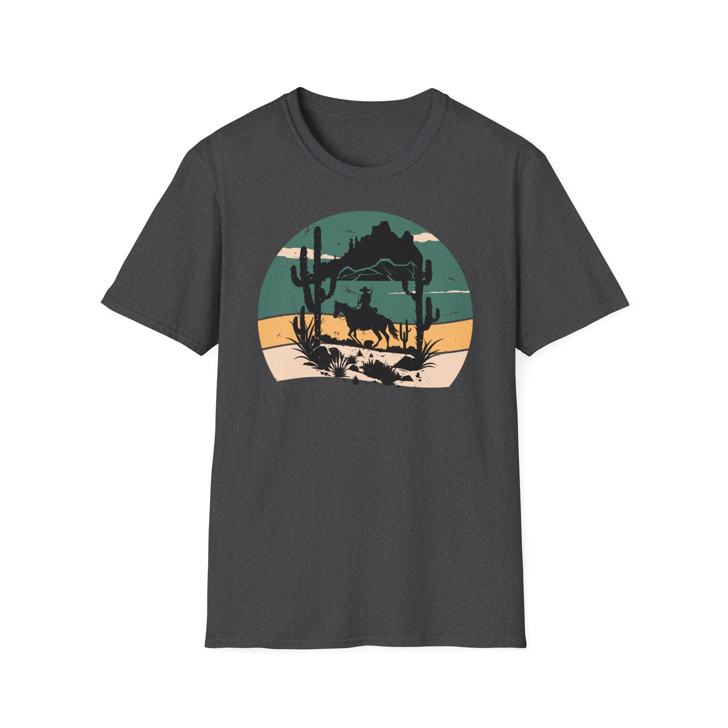Sunset Cowboy in mountain Unisex Softstyle T-Shirt