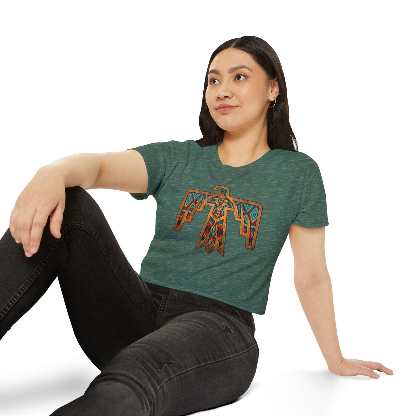 Thunderbird Western Women's Festival Crop Top - Boho Chic Graphic Tee for Music & Art Lovers