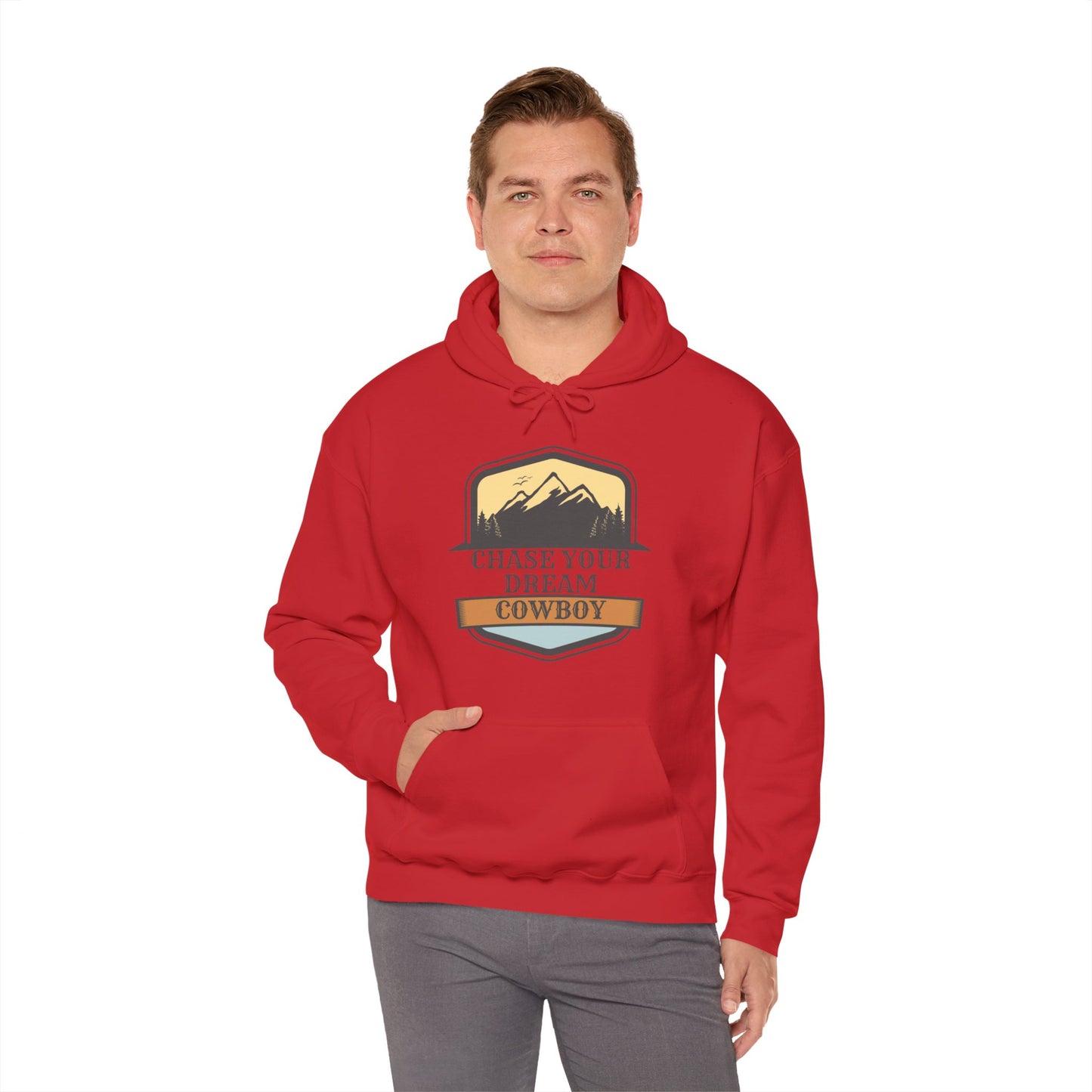 CHASE YOUR DREAM COWBOW MOUNTAIN Unisex Heavy Blend™ Hooded Sweatshirt