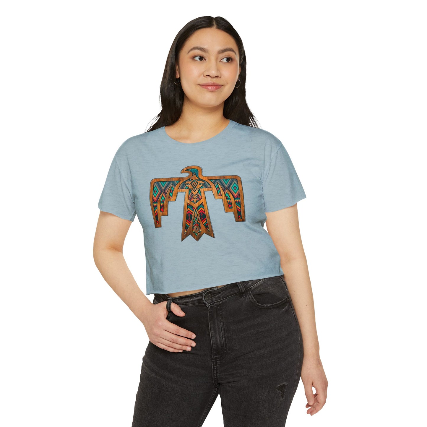 Thunderbird Western Women's Festival Crop Top - Boho Chic Graphic Tee for Music & Art Lovers