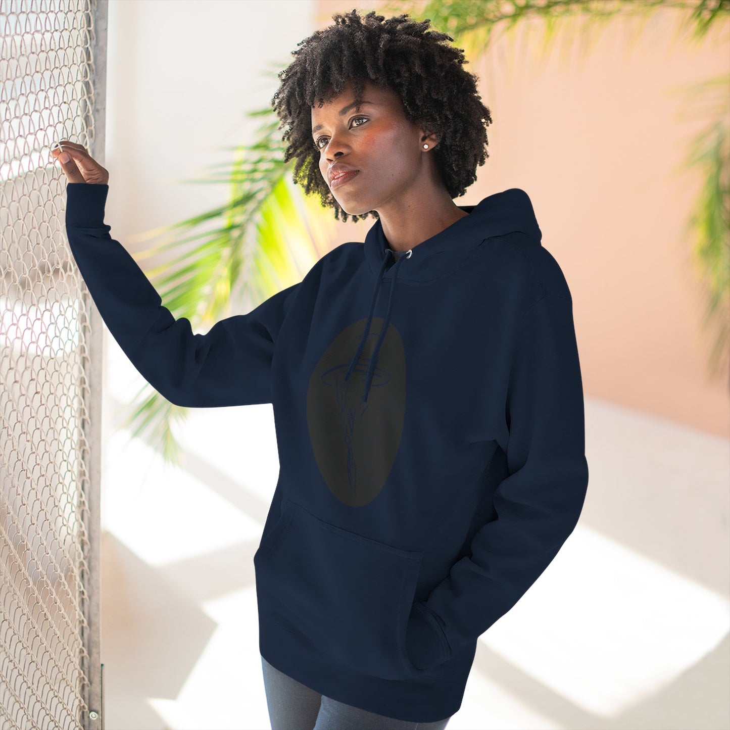 Stylish Three-Panel Fleece Hoodie with Minimalist Design