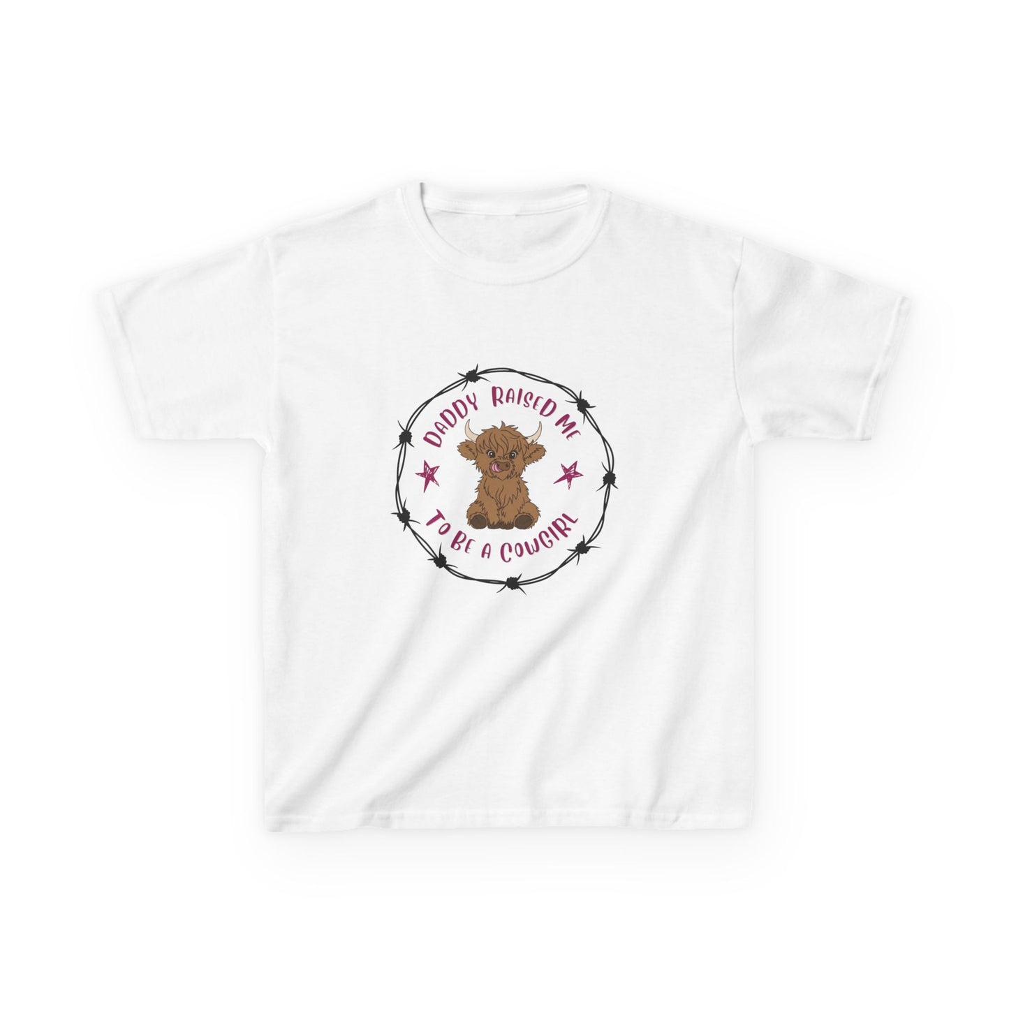 DADDY RAISED ME TO BE A COWGIRL Kids Heavy Cotton™ Tee