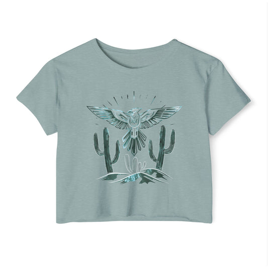 Thunderbird Women's Festival Crop Top - Boho Chic Graphic Tee for Music & Art Lovers