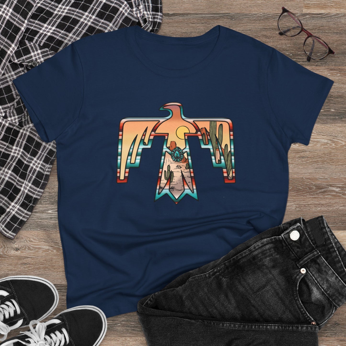 Women's Tee - Cowgirl Thunderbird Eagle Western Fashion Print