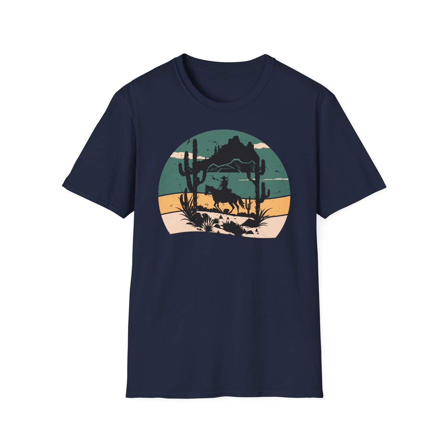 Sunset Cowboy in mountain Unisex Softstyle T-Shirt