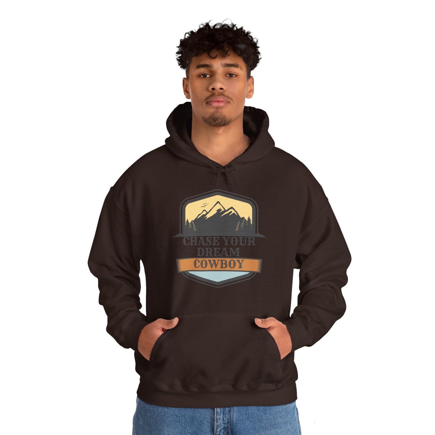 CHASE YOUR DREAM COWBOW MOUNTAIN Unisex Heavy Blend™ Hooded Sweatshirt