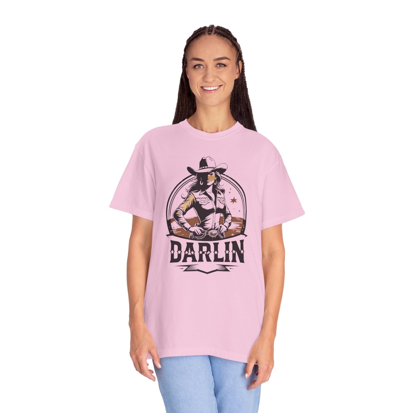 Darlin Rustic Horizon Cowgirl  UNISEX T-Shirt｜Festival Wear, Casual Outfit, Gift for Nature Lovers, Vintage Style Tee, Summer Essential