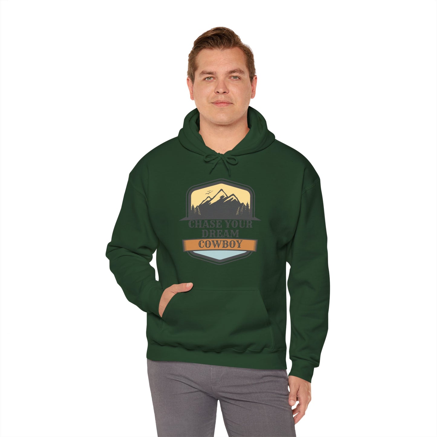 CHASE YOUR DREAM COWBOW MOUNTAIN Unisex Heavy Blend™ Hooded Sweatshirt