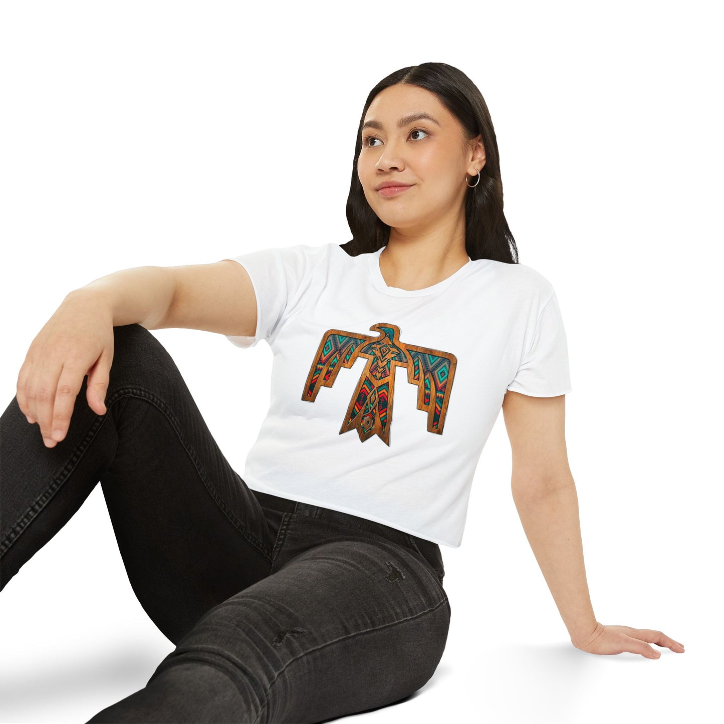 Thunderbird Western Women's Festival Crop Top - Boho Chic Graphic Tee for Music & Art Lovers