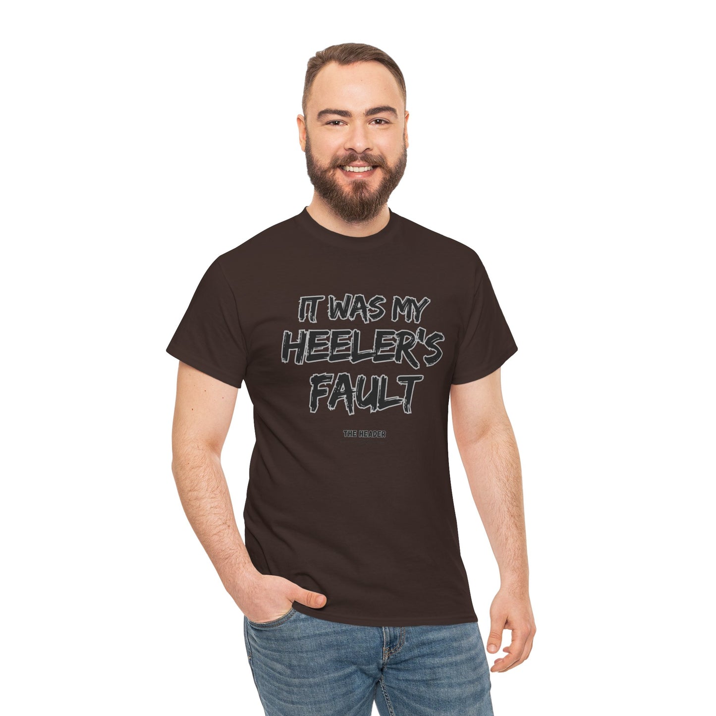 HEELER'S FAULT TEAM ROPING PARTNER RODEO Unisex Heavy Cotton Tee