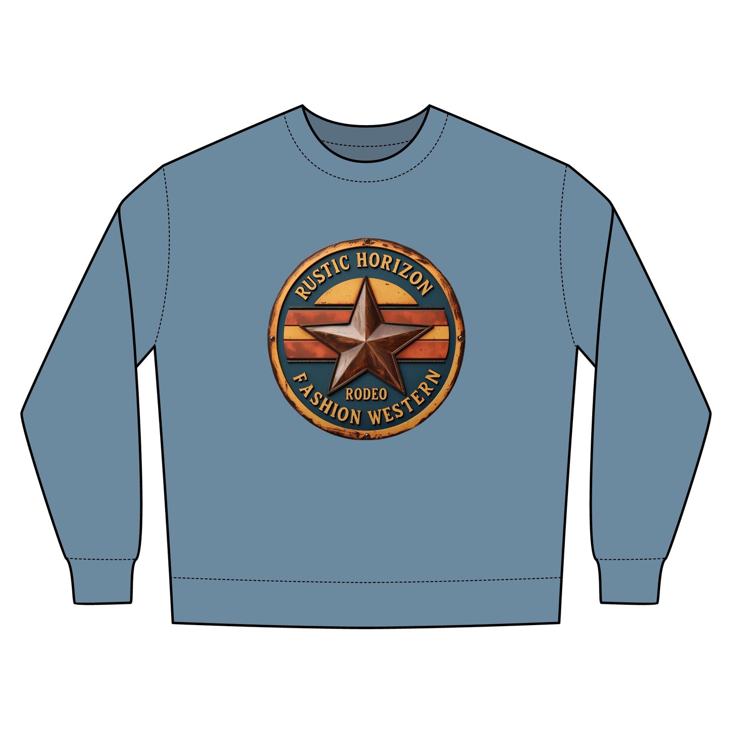 Rustic Horizon Rodeo Sweatshirt, Unisex Casual Crewneck, Western Style Pullover, Perfect for Fall, Gift for Rodeo Fans