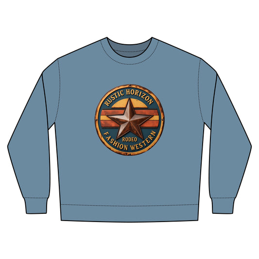 Rustic Horizon Rodeo Sweatshirt, Unisex Casual Crewneck, Western Style Pullover, Perfect for Fall, Gift for Rodeo Fans