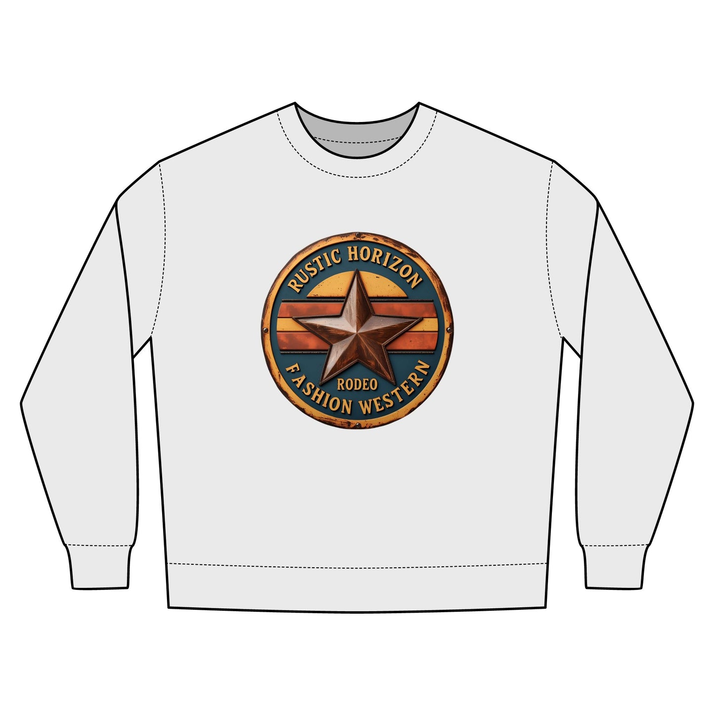 Rustic Horizon Rodeo Sweatshirt, Unisex Casual Crewneck, Western Style Pullover, Perfect for Fall, Gift for Rodeo Fans