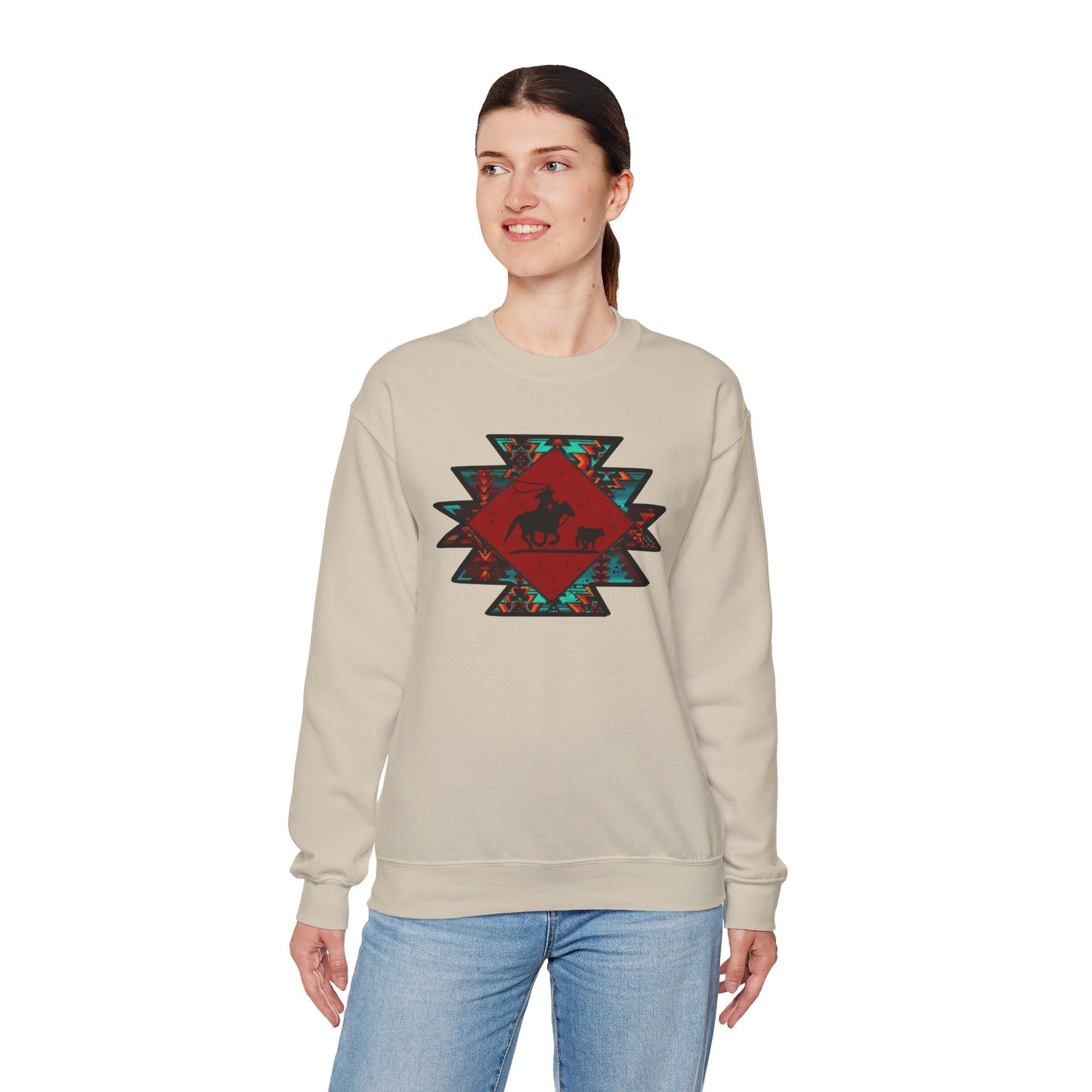 BREAKAWAY ROPING AZTEC UNISEX Heavy Blend™ Crewneck Sweatshirt