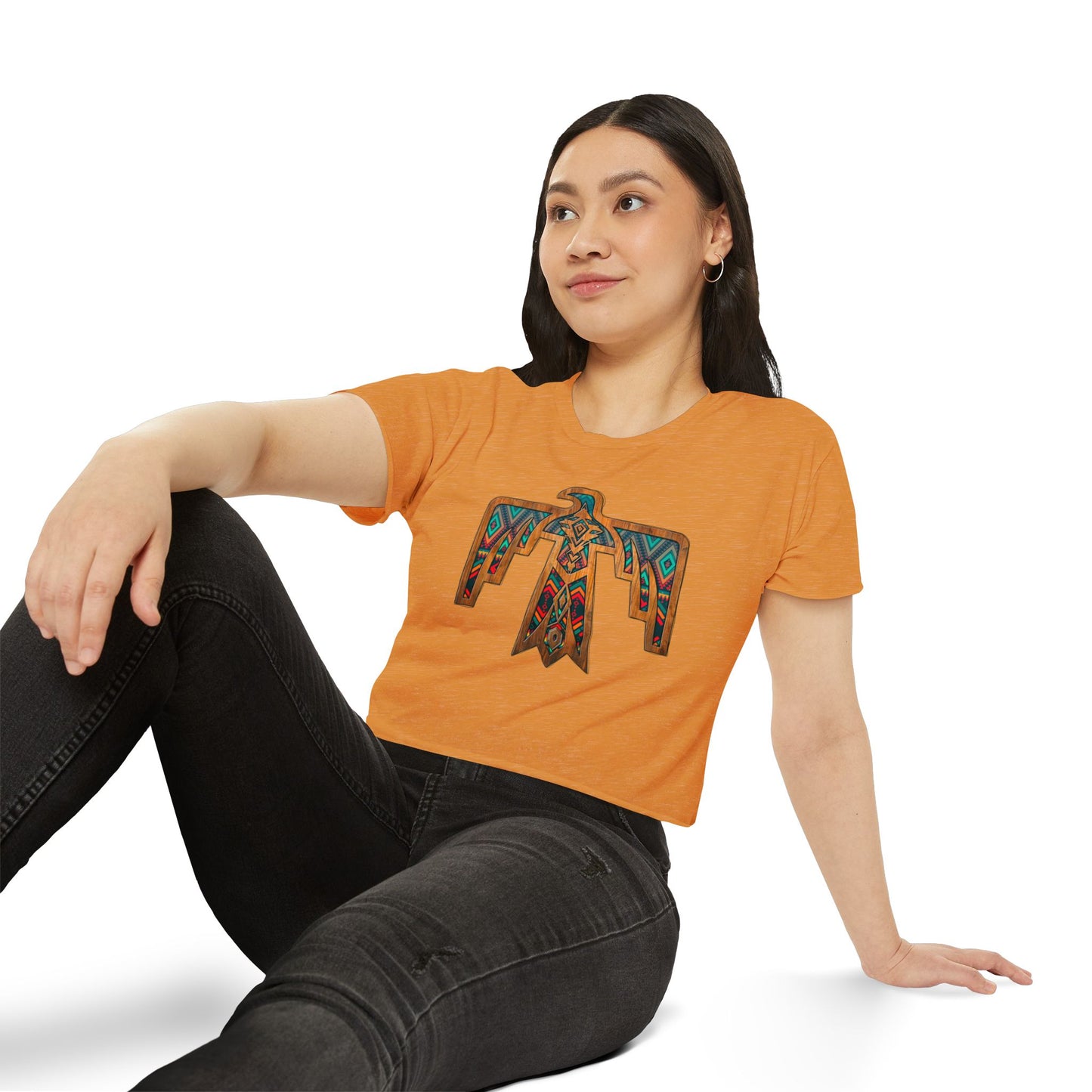Thunderbird Western Women's Festival Crop Top - Boho Chic Graphic Tee for Music & Art Lovers