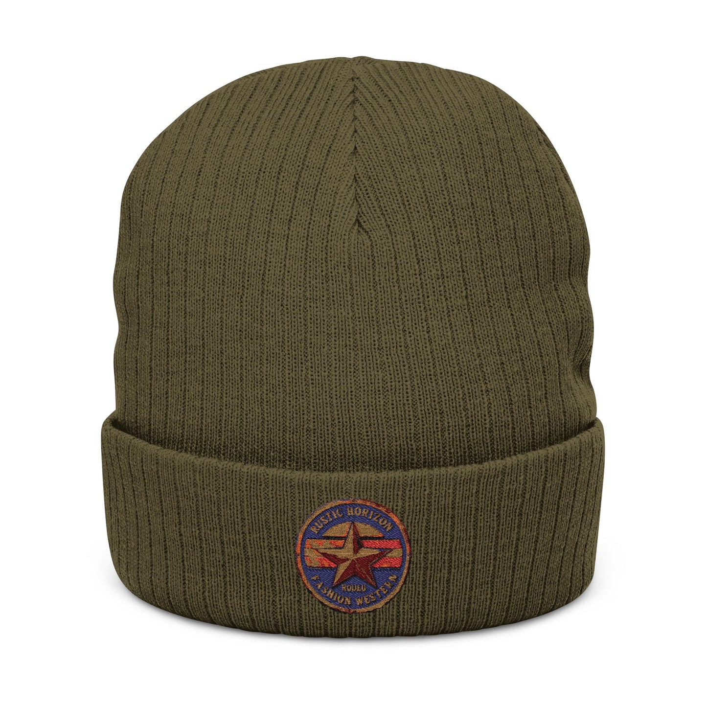 Rustic Horizon Logo Cozy Embroidered Knit Beanie, Winter Accessories, Warm Hat, Gift for Him/Her, Casual Fashion for All Seasons, Embroidered Beanie