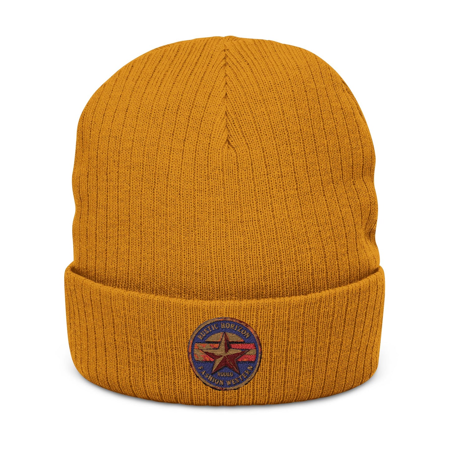 Rustic Horizon Logo Cozy Embroidered Knit Beanie, Winter Accessories, Warm Hat, Gift for Him/Her, Casual Fashion for All Seasons, Embroidered Beanie