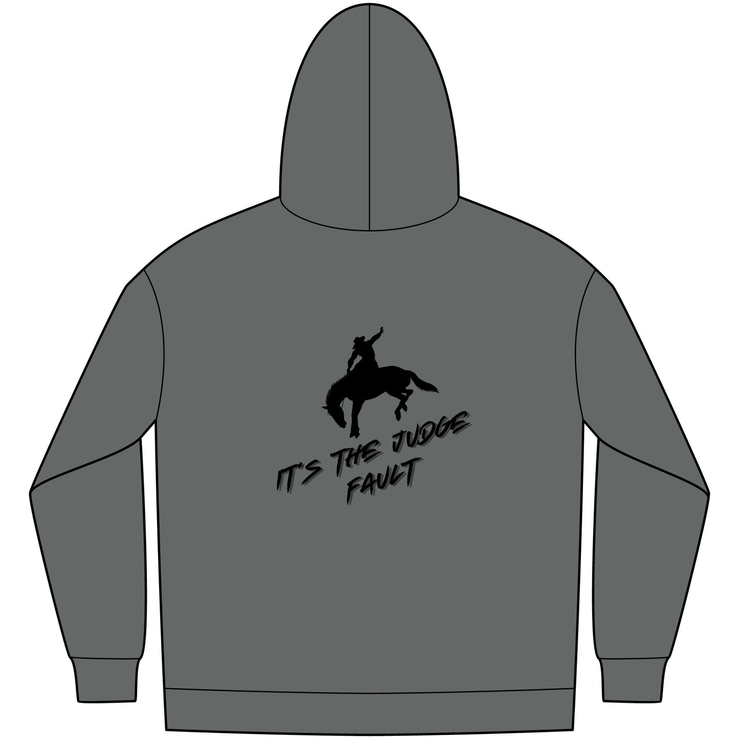 IT'S THE JUDGE FAULT Unisex Western Fleece Hoodie, Rustic Fashion Sweatshirt, Cozy Winter Apparel, Gift for Rodeo Lovers, Casual Outdoor Clothing