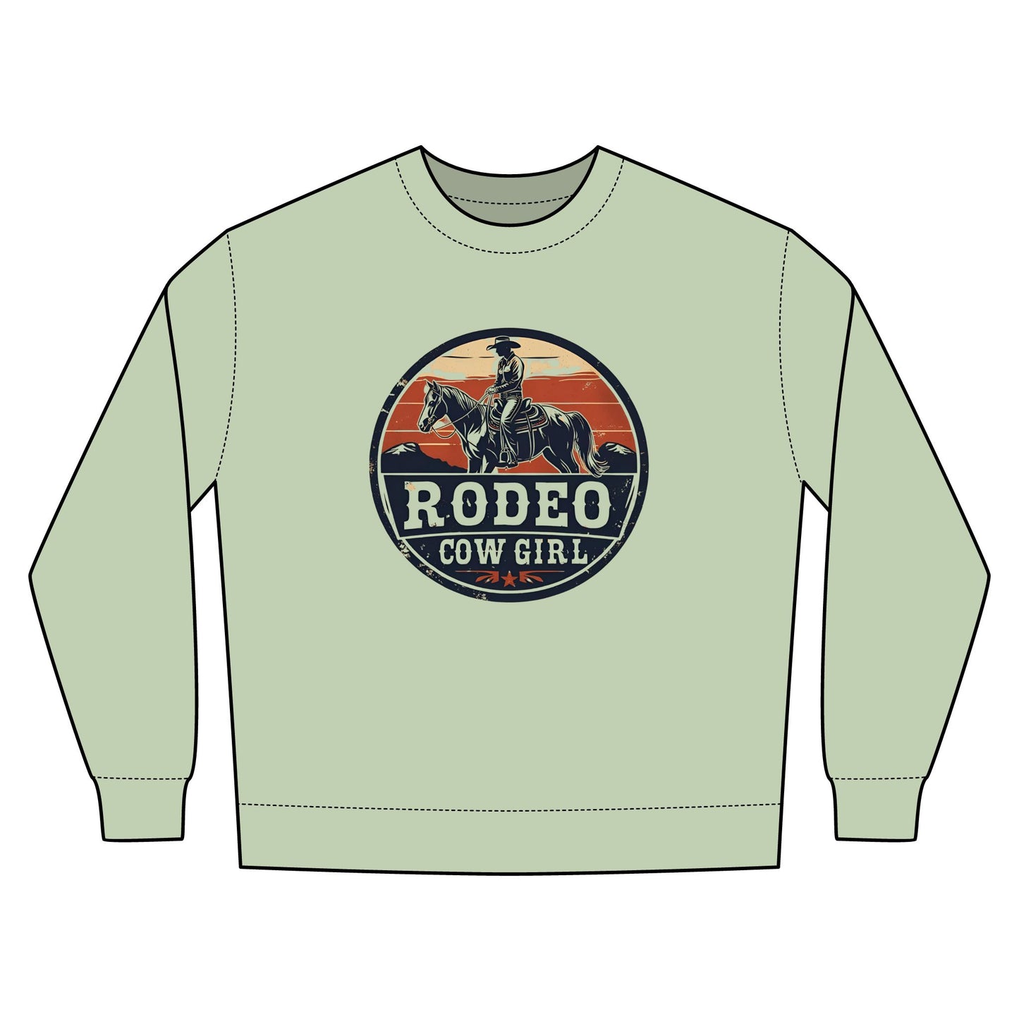 Cowgirl Unisex Rustic Horizon Rodeo Sweatshirt, Unisex Casual Crewneck, Western Style Pullover, Perfect for Fall, Gift for Rodeo Fans