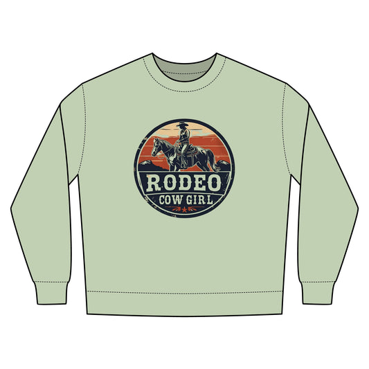 Cowgirl Unisex Rustic Horizon Rodeo Sweatshirt, Unisex Casual Crewneck, Western Style Pullover, Perfect for Fall, Gift for Rodeo Fans