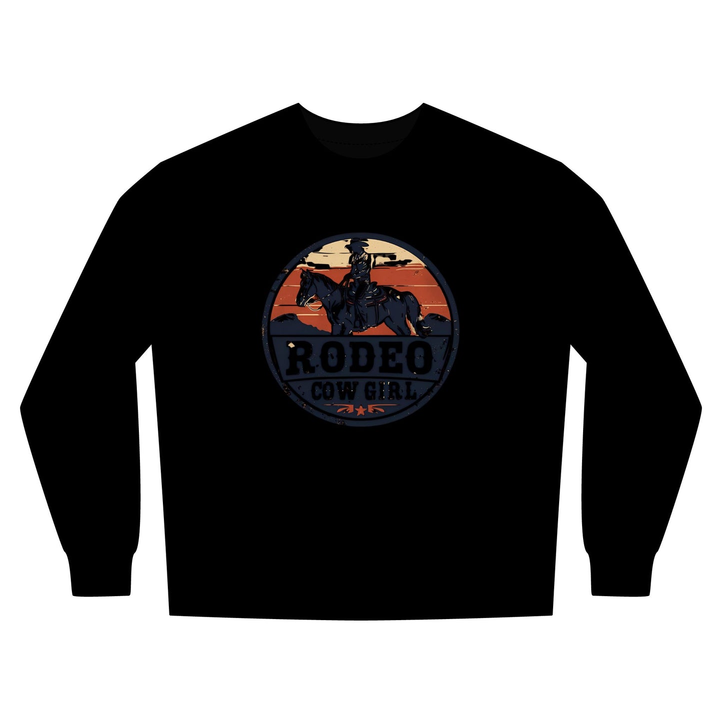 Cowgirl Unisex Rustic Horizon Rodeo Sweatshirt, Unisex Casual Crewneck, Western Style Pullover, Perfect for Fall, Gift for Rodeo Fans
