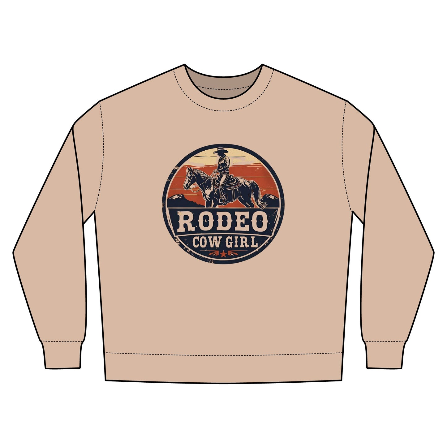 Cowgirl Unisex Rustic Horizon Rodeo Sweatshirt, Unisex Casual Crewneck, Western Style Pullover, Perfect for Fall, Gift for Rodeo Fans