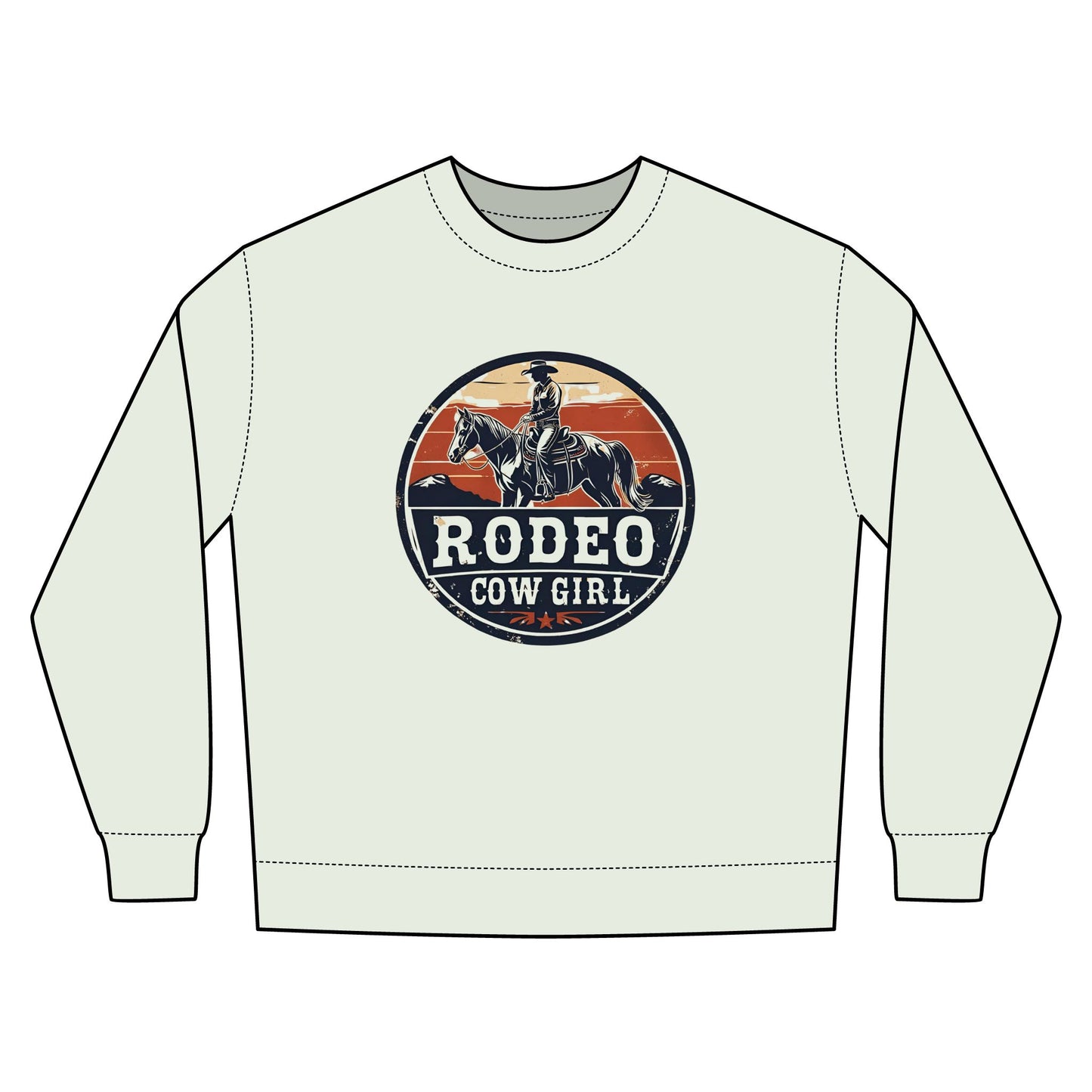 Cowgirl Unisex Rustic Horizon Rodeo Sweatshirt, Unisex Casual Crewneck, Western Style Pullover, Perfect for Fall, Gift for Rodeo Fans