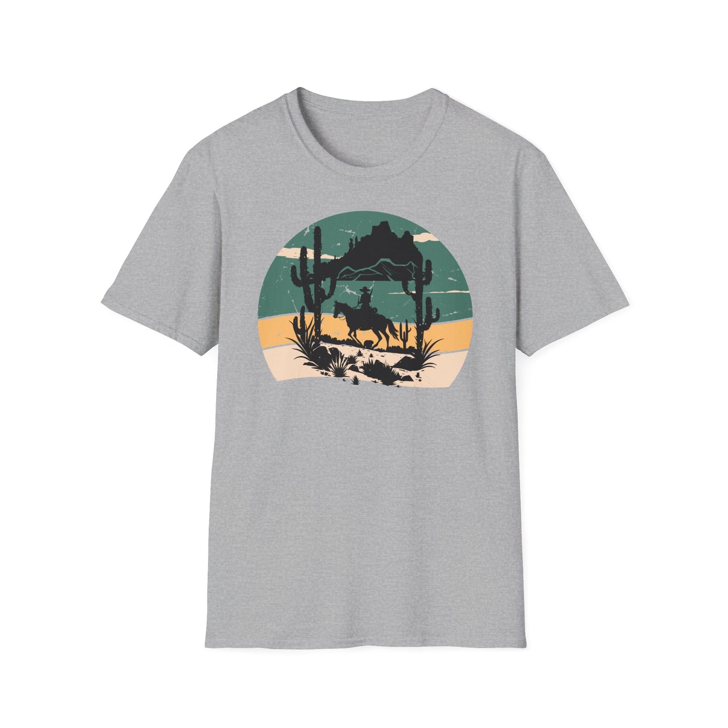 Sunset Cowboy in mountain Unisex Softstyle T-Shirt