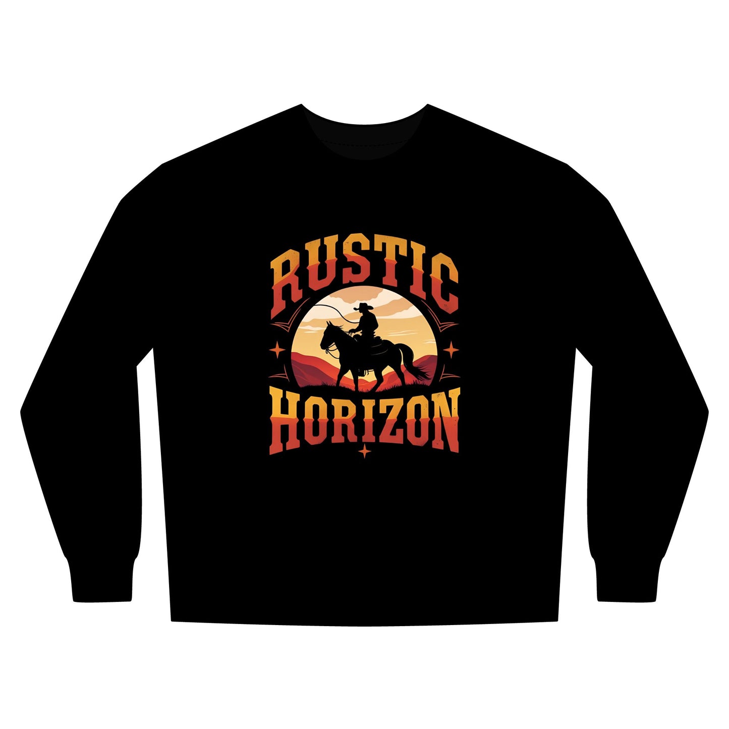Rustic Horizon Rodeo Sweatshirt, Unisex Casual Crewneck, Western Style Pullover, Perfect for Fall, Gift for Rodeo Fans