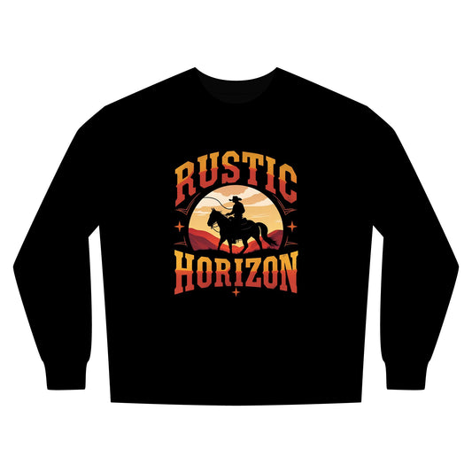 Rustic Horizon Rodeo Sweatshirt, Unisex Casual Crewneck, Western Style Pullover, Perfect for Fall, Gift for Rodeo Fans